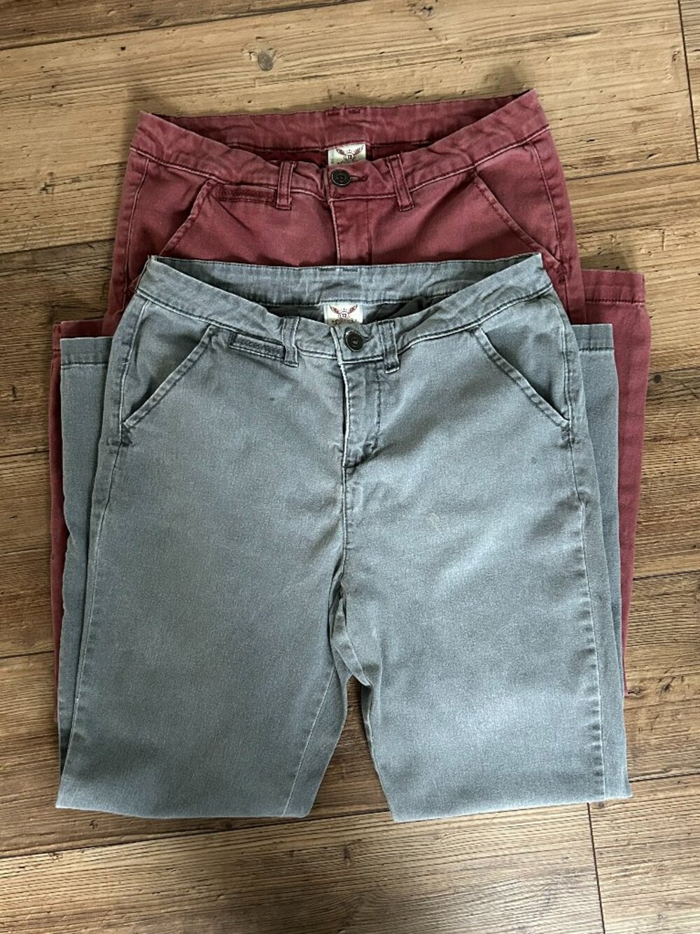 Lot of 2 Faded Glory Maroon and Gray Capri Pants Women's Size 8